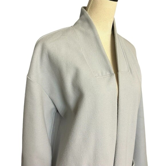 Leith Gray Long-Line Open Trench Coat Pocket Style Long Cardigan Jacket Sz S - Picture 3 of 8